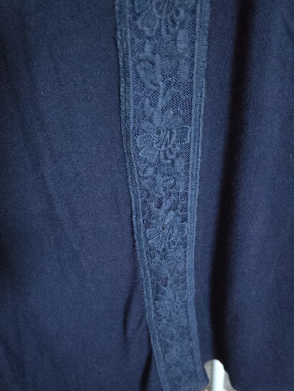 Roaman's Navy Embroidered Scoop Neck Short-Sleeve Top - Picture 6 of 6
